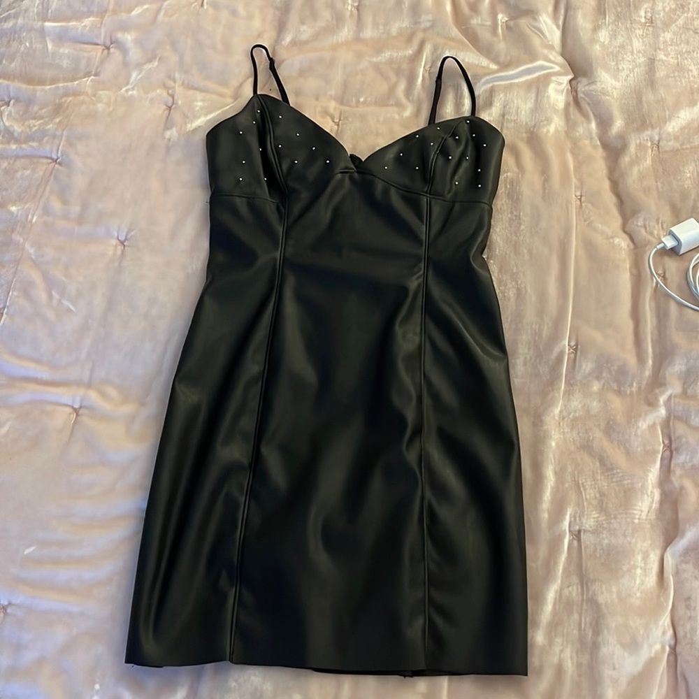 Studded leather dress